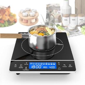 VBGK Induction Cooktop,1800W Single Burner Induction Cooktop,Induction Hot Plate for Cooking,Induction Stove Top with LCD Sensor Touch Control,9 Temp Levels,Child Safety Lock & Timer 110V Cooktops