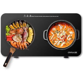 Double Induction Cooktop Burner, 1800W 2 Burner Electric Hot Plate Portable, Multiple Power Levels, Low Noise, Induction Cooker with Child Safety Lock & Timer…
