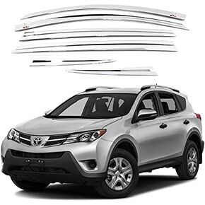 AUTOCLOVER Tape-On Rain Guards Window Visors 6 Pcs Set for Toyota Rav4 2019 2020 2021 2022 2023 2024 / Window Deflectors, Out-Channel Vent Shades (Chrome) in Kuwait