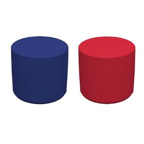 FDP SoftScape 18" Round Ottoman, Collaborative Flexible Seating for Kids, Teens, Adults, Furniture for Classrooms, Offices, Homes, Libraries; Standard 16" H, (2-Piece Set) - Blue/Red