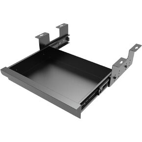 Beiyier Under Desk Sliding Drawer for Office Desk or Table, Pull-out Storage Organizer for Sit-Stand Workstation with High Crosspiece under Desktop (Black)