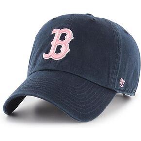 '47 Brand Womens Boston Red Sox Clean Up Dad Hat Cap Strapback Navy/Baby Pink