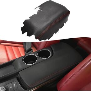 KBH Center Console Armrest Cover Replacement for Lexus IS200t IS250 IS300 IS350 2014 2015 2016 2017, Vinyl Leather Arm Rest Replace Skin Upholstery, Black-Gray Stitch (Without Lid)