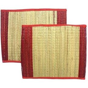 Pooja Aasan Puja asan Mat Puja Asana For Mandir Kusha Asan Madurkathi/Kusha Grass/Korai Pai 18 Inch X 18 Inch Set of 2 Pieces, Multicolor
