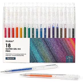 Grabie 18 Color Glitter Gel Pens, Retractable Sparkle Art Pens in Saudi Arabia
