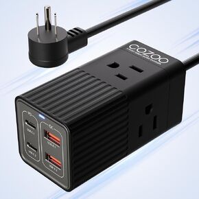 USB C Charger Block,65W GaN Charger Fast USB C Charging Station,Portable Power Strip Desk Charging Station (3 AC,4 USB C+A),COZOO Alloy Laptop Charger Power Adapter for MacBook Pro/Air/iPad Pro/iPhone