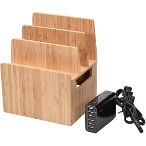 MobileVision Bamboo Charging Station & Multi Device Organizer Slim Version for Smartphones, Tablets, and Laptops in Saudi Arabia