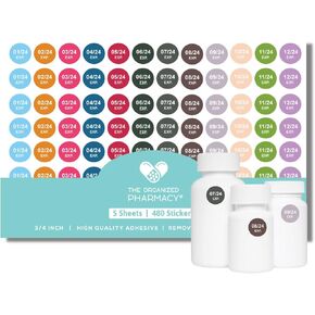 The Organized Pharmacy Expiration Dates Stickers System - See. Pull. Done. 5 Year Supply - 480 Color Coded Pharmacy Inventory, Chemistry & Food Expiration Date Management Labels Stickers (2025-2029) in Saudi Arabia