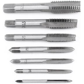 Fafeicy 7pcs for Metric Thread Steel Tap Tapping Tool, M3, M 4, M5, M6, M8, M10, M12 Bearing steel