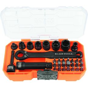 مجموعة مقابس 65400 KNECT مكونة من 15 قطعة من كلاين تولز مع علبة MODbox، ومآخذ، ولقم، وملحقات ومحول محرك 3/8 بوصة