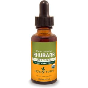 Herb Pharm Certified Organic Rhubarb Liquid Extract for Digestive System Support, 1 Fl Oz (Pack of 1)