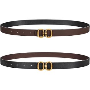 KASBAH Women Skinny Reversible Leather Belts for Jeans Ladies Thin Waist Belt for Dresses,0.9" Width