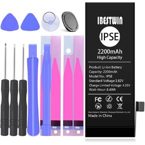 Battery for iPhone SE 1st Gen (2016 Version), Upgraded High Capacity 2200mAh Replacement Battery for IP SE with Full Remove Tool Kit Adhesive and Instruction