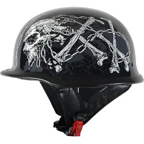1Storm Novelty Motorcycle Helmet Half Face German Style DOT Approved: HKY602
