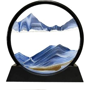 Winbar 3D ديناميكية الرمال الفن الحركة السائلة، جولة الزجاج 3D أعماق البحار الرمال في عرض الحركة إطار الرمال المتدفقة الاسترخاء سطح المكتب المنزل مكتب العمل ديكور in Kuwait