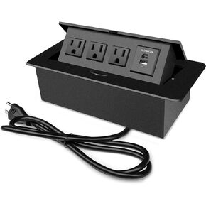 مخرج طاقة طاولة المؤتمرات PD20W Type-C صندوق اتصال محور الطاولة المنبثق سريع الشحن مع منافذ 3AC ومنفذ USB لكونترتوب المطبخ في غرفة الاجتماعات