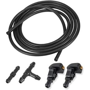 طقم فوهات غسيل الزجاج الأمامي 5 قطع، بديل لسيارة Ford F150 2004-2013، يستبدل OE: 3W7Z17603AA (2 قطعة فوهات غسيل، 2 متر خرطوم سائل، 2 قطعة موصلات) in Kuwait
