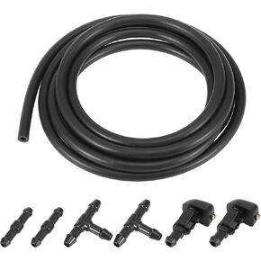 X AUTOHAUX 7pcs Front Windshield Washer Nozzles Kit for Ford F150 2005-2013 2 Meters Windshield Washer Hose with Connectors Replaces 3W7Z17603AA