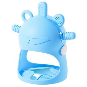 NCVI Baby Teething Toys, Teething Toys for Babies 0-6 Months, Never Drop Silicone Mitten Teether for Sucking and Chewing, Wrist Hand Chew Toys for 3M+ Infants, Teething Pain Relief, BPA Free(Blue)