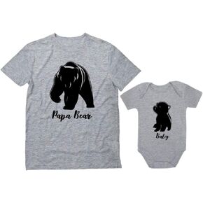 Papa Bear Dad and Baby Matching Outfits Fathers Day Father & Son Daughter Shirts