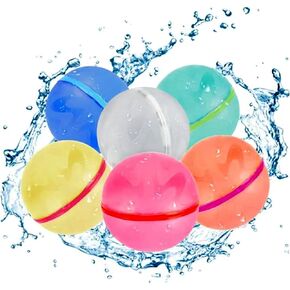 Quick Fill Reusable Water Balloons Self Sealing, Latex-Free Silicone Water Splash Ball, Water Bomb for Kids Teens | Outdoor Activities Water Games Toy Summer Party Supplies (6 pack) in Kuwait