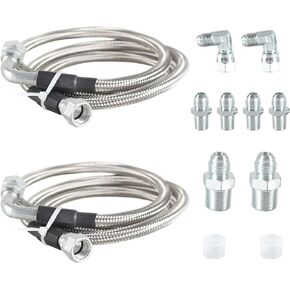 6AN SS Transmission Cooler Hose Line Kitting Stainless Steel Braided Lines Compatible with Chevy Ford Mopar replacement for TH350 700R4 TH400 NP-700RTL