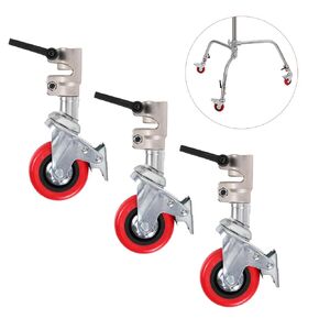 3 Packs Swivel Caster Wheels Set, Professional C Stand Wheels with 25mm Diameter for Photography Light Stand, Durable Metal Construction and Tender Rubber Base, Compatible with C Stand (Red)