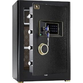 TIGERKING Heavy Duty Large Safe Box, 2.05 Cub Home Safe with Touch Screen Keypad & Built-in Lock Box, Digital Safe for Home Office Money Jewelry Documents Gun