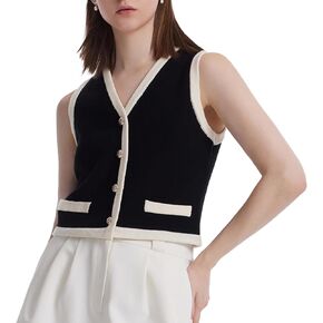 Women's Sleeveless V Neck Knit Sweater Vest Cardigan Button Front Going Out Tops For Women