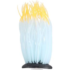 AYNEFY Artificial Aquarium Fish Decoration, Simulation Silicone Luminous Sea Anemone Ornament Artificial Coral Plant Silicone Sea Anemone Artificial Fish Ornament Decoration