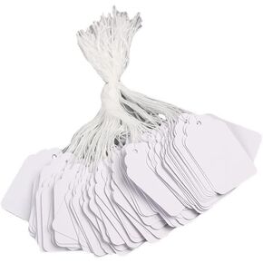 White Price Tags with String - 500 Merchandise Tags with String Attached - 2 1/4" x1 7/16" - White Marking Tags with Strings, Hanging Paper Tags with Strings,Tie and Sort Your Products Efficiently