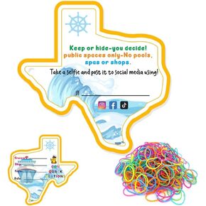 Cruising Rubber Duck Tags, Texas Shaped Duck Tags, Duck Duck Tag, Ducking Game Cards, with Hole and Rubber Bands, 50Pack 3.5 x 3.5Inch