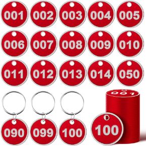 1-100 Numbered Key Tags Round Key ID Tags Aluminum Alloy Metal Number Tags Marking Hang Tags Luggage Labels with Rings for Dormitory Key Chain Box Cabinet Lockers (Blue)