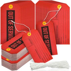 Out of Service Tags, Red Tags, Maintenance Required Tags with Cotton String, 8 Inch Tag(300 Pack)