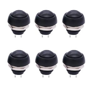Twidec/6Pcs 12mm 1/2" Mounting Hole On Off Mini Round Waterproof Momentary Push Button Switch Black PBS-33B-BK