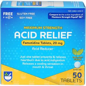 Rite Aid Acid Reducer, Maximum Strength Famotidine Tablets, 20 mg - 50 Count Total (Cool Mint) | Pills for Heartburn Relief | Acid Reflux in Kuwait