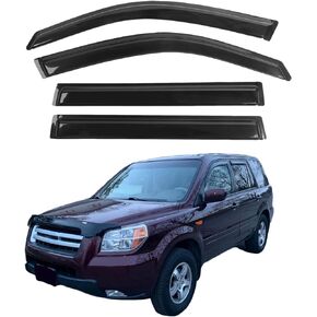 Rain Guards Compatible with 2003-2008 Honda Pilot, Durable Acrylic Slim Style Window Visor Rain Guard, Side Window Deﬂector for Honda Pilot Accessories 4 Pieces 2004 2005 2006 2007
