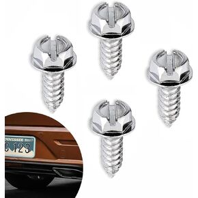 Pack-4 Car License Plate Frame Screw Kit, Stainless Steel Rust-Proof Hexagonal Head Fastener, Front and Rear License Plate Frame Shock-Proof Bolt Replacement, Universal for Cars (Black)
