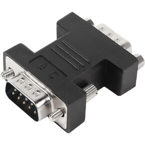 QIANRENON RS232 DB9 Female to Male Extender Connector Adapter DB 9 Pin Serial Converter, for Serial Communication Interface Devices, Black