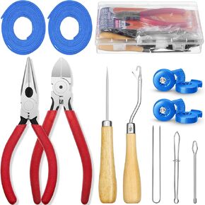 Glove Relacing Kit for Baseball or Softball Mitts Baseball Glove Care Kit Includes 2 Strips 78.74 inch Baseball Glove Lace Drawstring Threader, 4 Pcs Glove Locks 5 Pcs Lacing Tools with Box