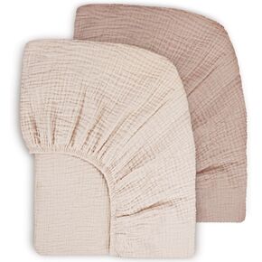 Muslin Crib Sheets 2Pack 100% Cotton 28x52inch Nursery Sheet Soft&Breathable Baby Fitted Bed Sheets for Standard Crib Mattress&Toddler Bed Mattress (Pink Peach)