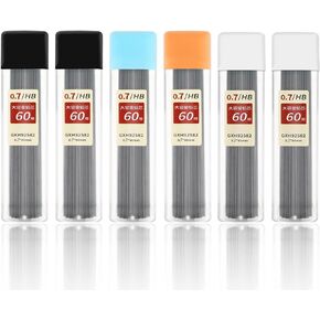 0.7mm Leads Refills for Mechanical Pencils, 360 Pcs Break Resistant Mechanical Pencil Refills Smooth 0.7mm HB Leads Refills with Plastic Box Medium Pencil Refill 6 Pack (0.7mm)