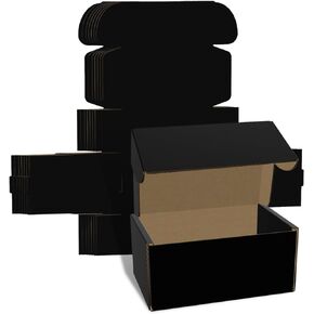 643 Black Small Shipping Box, 10-Pack Corrugated Cardboard Boxes with Lids, Ideal for Small Business Packaging and Mailing