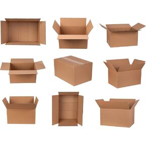 10 Pack - Recycled 12x6x10 B Grade Moving Boxes - Recycled Boxes with Varying Print on Sides - Cheap Moving Boxes in Saudi Arabia
