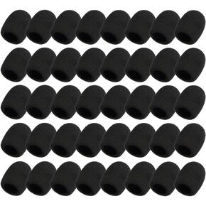 Foraineam 40 Pack Foam Mic Covers Handheld Microphone Windscreen Black Mic Sponge Foam Cover Shield