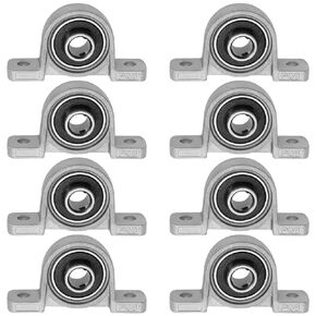 8pcs KP000 Pillow Block Bearings Vertical Pillow Block Bearings Zinc Alloy Flange Bearings 10mm Inner Diameter Self-Aligning Bearings for 3D Printers