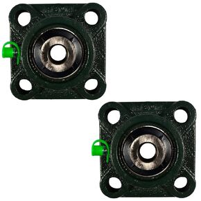HQRP 2-Pack UCF201-8 Pillow Block Bearing 1/2 inch Bore, 4-Bolt Flange Mounted, Solid Base, Self-Alignment, Square