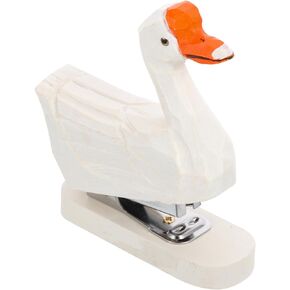 Operitacx Wooden Animal Stapler, Duck Shape Desktop Stitcher, Mini Desktop Stapler, Handmade Wood Carving Statue Sculpture for Children School Office Stationery