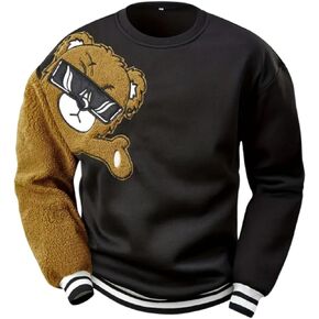 Bear Crewneck Sweatshirt with Sunglasses Unisex Casual Sweatshirt (medium) Apricot
