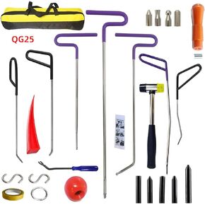 Paintless Dent Repair Rods Kit Hail Damage Repair Dent Removal Kit Dent Puller with Hammer and Tap Down Auto Car Body Paintless Dent Repair 25PCS